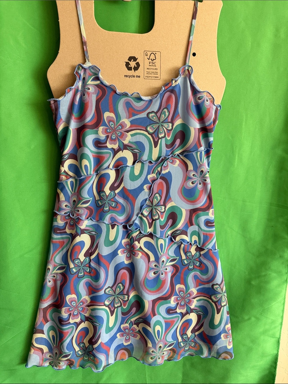 SO Multicolor Floral Swirl Mini Dress - Blue, Green, Pink